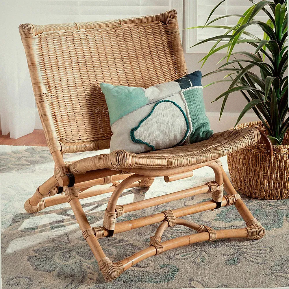 Baxton Studio Herrera Natural Brown Rattan Lounge Chair